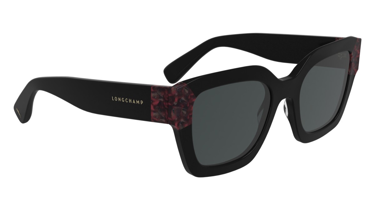 Occhiali da sole Longchamp LO771S N (013) colore black/textured red forma rettangolare lenti solid smoke