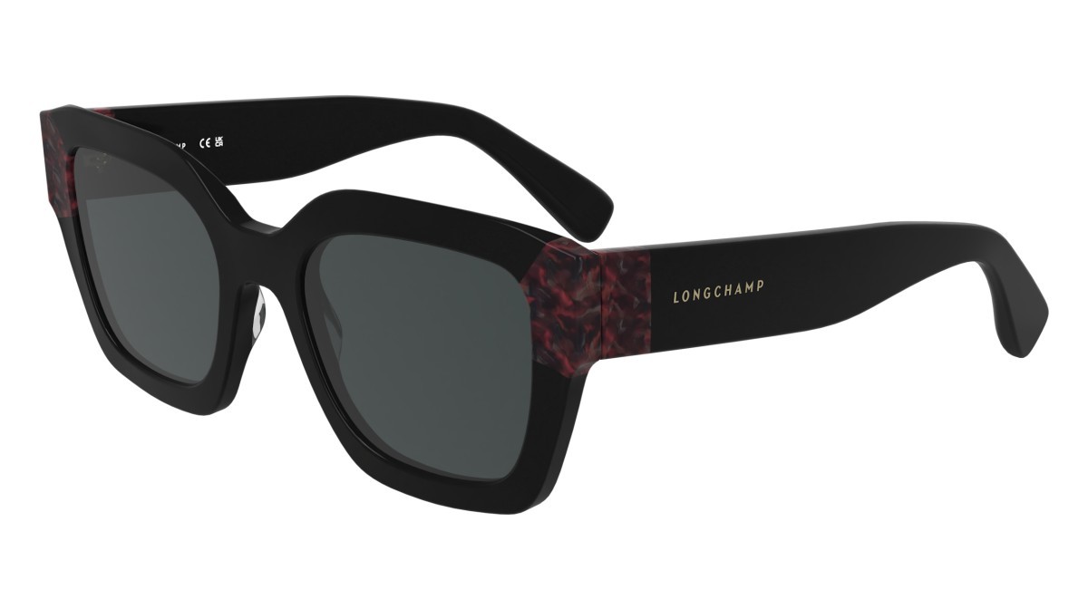 Occhiali da sole Longchamp LO771S N (013) colore black/textured red forma rettangolare lenti solid smoke