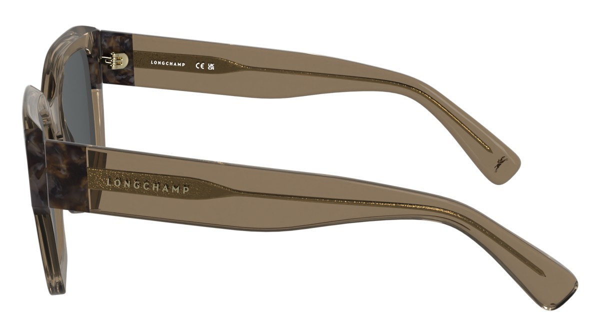 Occhiali da sole Longchamp LO771S N (204) colore transparent brown/textured bro forma rettangolare lenti solid grey