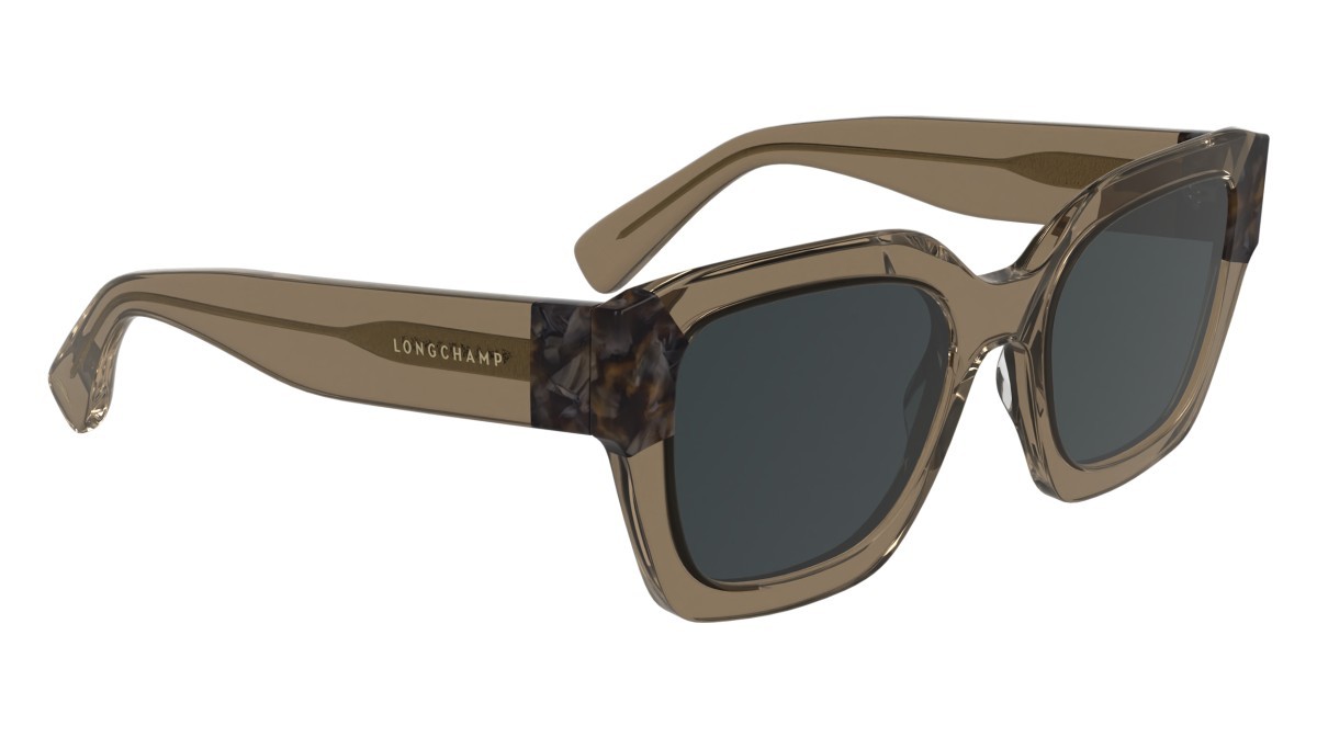 Occhiali da sole Longchamp LO771S N (204) colore transparent brown/textured bro forma rettangolare lenti solid grey