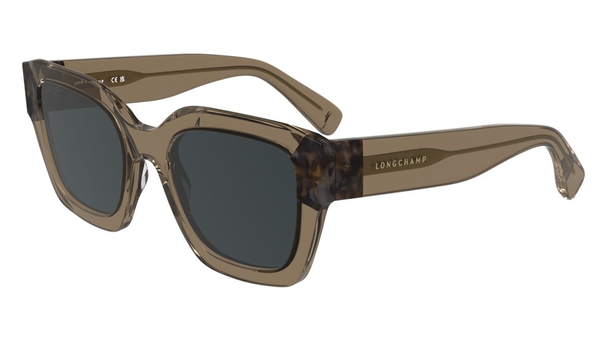 Occhiali da sole Longchamp LO771S N (204) colore transparent brown/textured bro forma rettangolare lenti solid grey