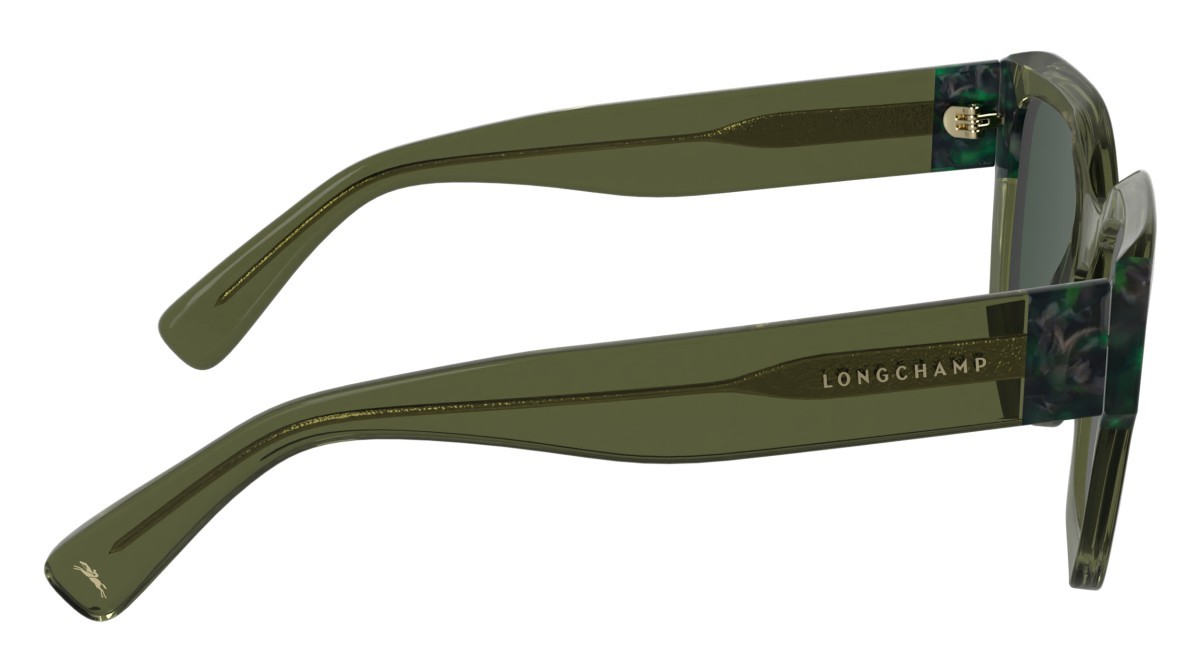 Occhiali da sole Longchamp LO771S N (302) colore transparent green/textured gre forma rettangolare lenti solid green