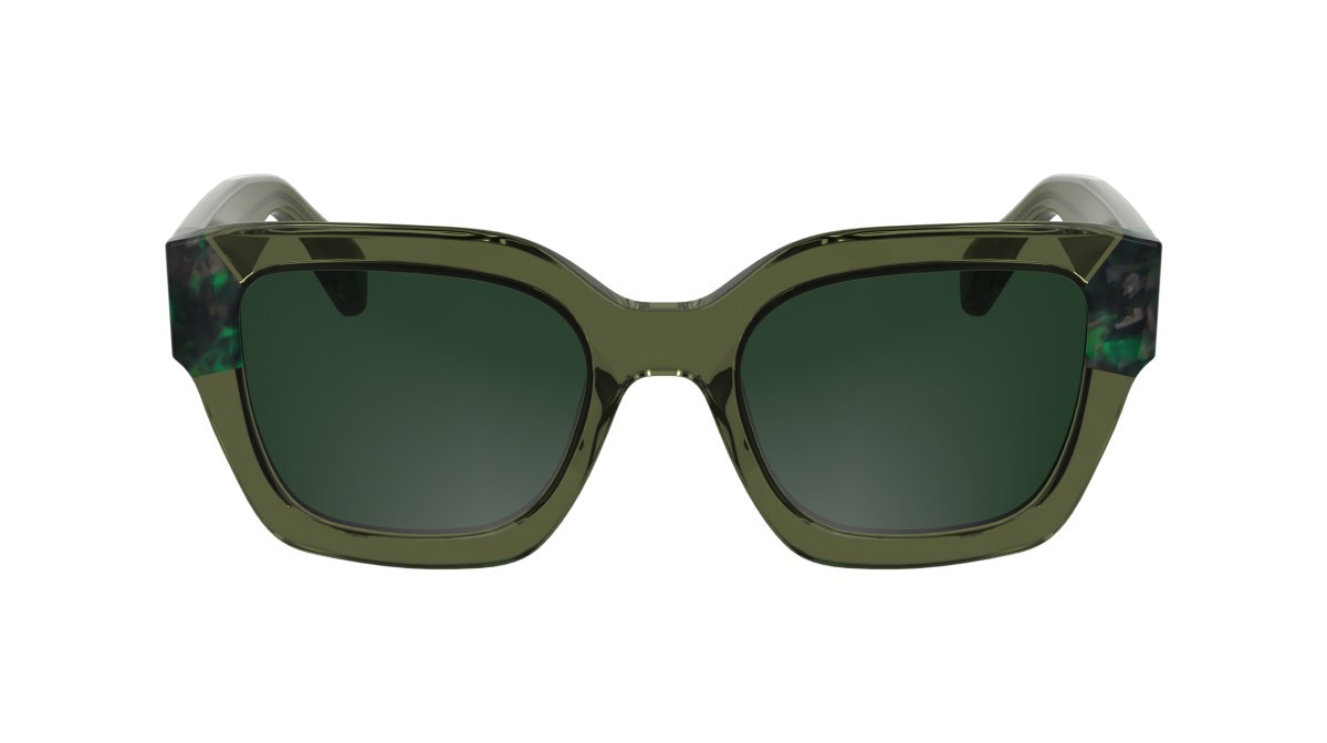 Occhiali da sole Longchamp LO771S N (302) colore transparent green/textured gre forma rettangolare lenti solid green
