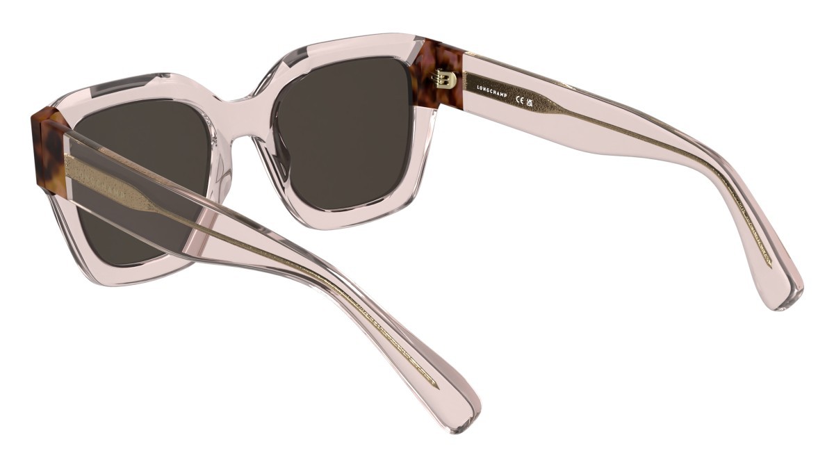Occhiali da sole Longchamp LO771S N (613) colore transparent rose/rose havana forma rettangolare lenti solid brown