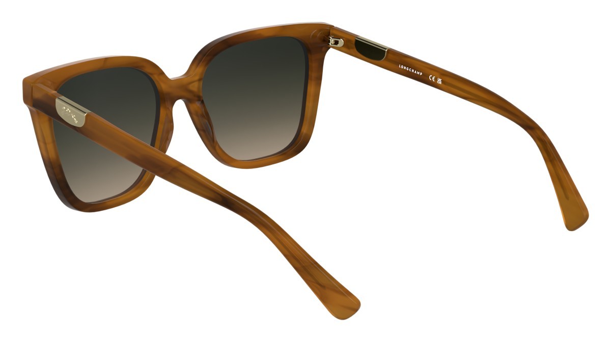 Occhiali da sole Longchamp LO772S (211) colore striped brown forma farfalla lenti smoke/brown gradient