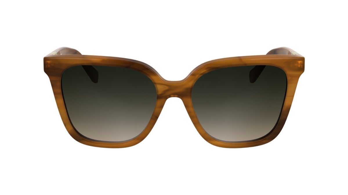 Occhiali da sole Longchamp LO772S (211) colore striped brown forma farfalla lenti smoke/brown gradient