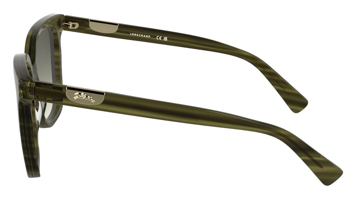 Occhiali da sole Longchamp LO772S (308) colore striped green forma farfalla lenti green gradient
