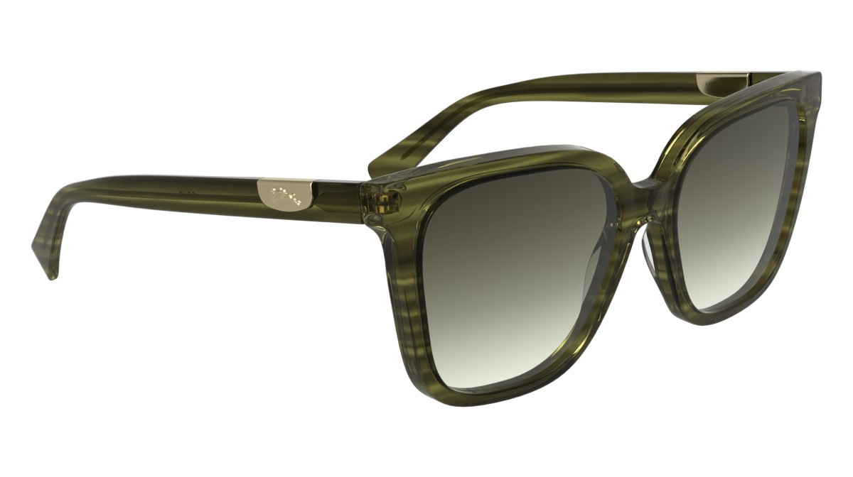 Occhiali da sole Longchamp LO772S (308) colore striped green forma farfalla lenti green gradient