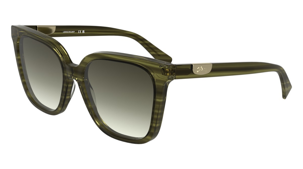 Occhiali da sole Longchamp LO772S (308) colore striped green forma farfalla lenti green gradient