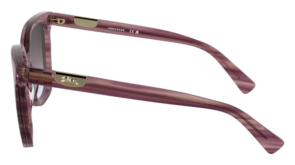 Occhiali da sole Longchamp LO772S (503) colore striped purple forma farfalla lenti gradient purple/grey