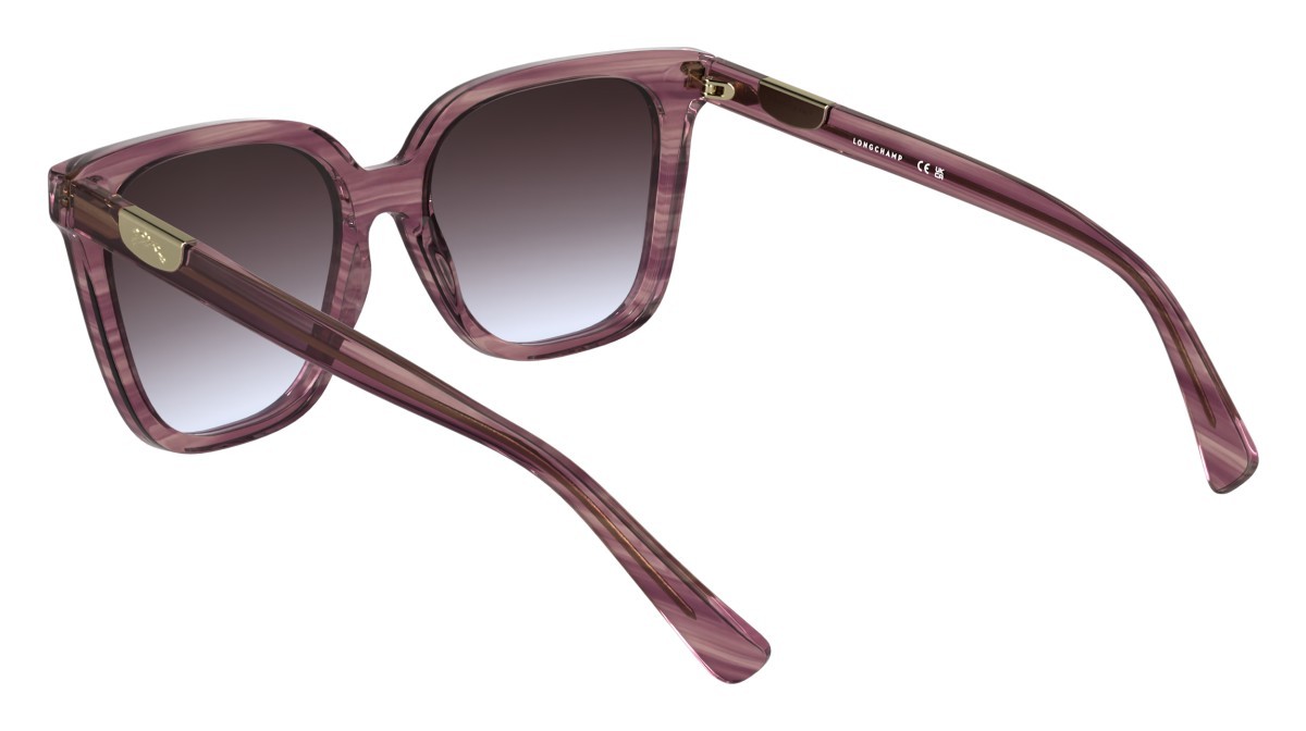 Occhiali da sole Longchamp LO772S (503) colore striped purple forma farfalla lenti gradient purple/grey
