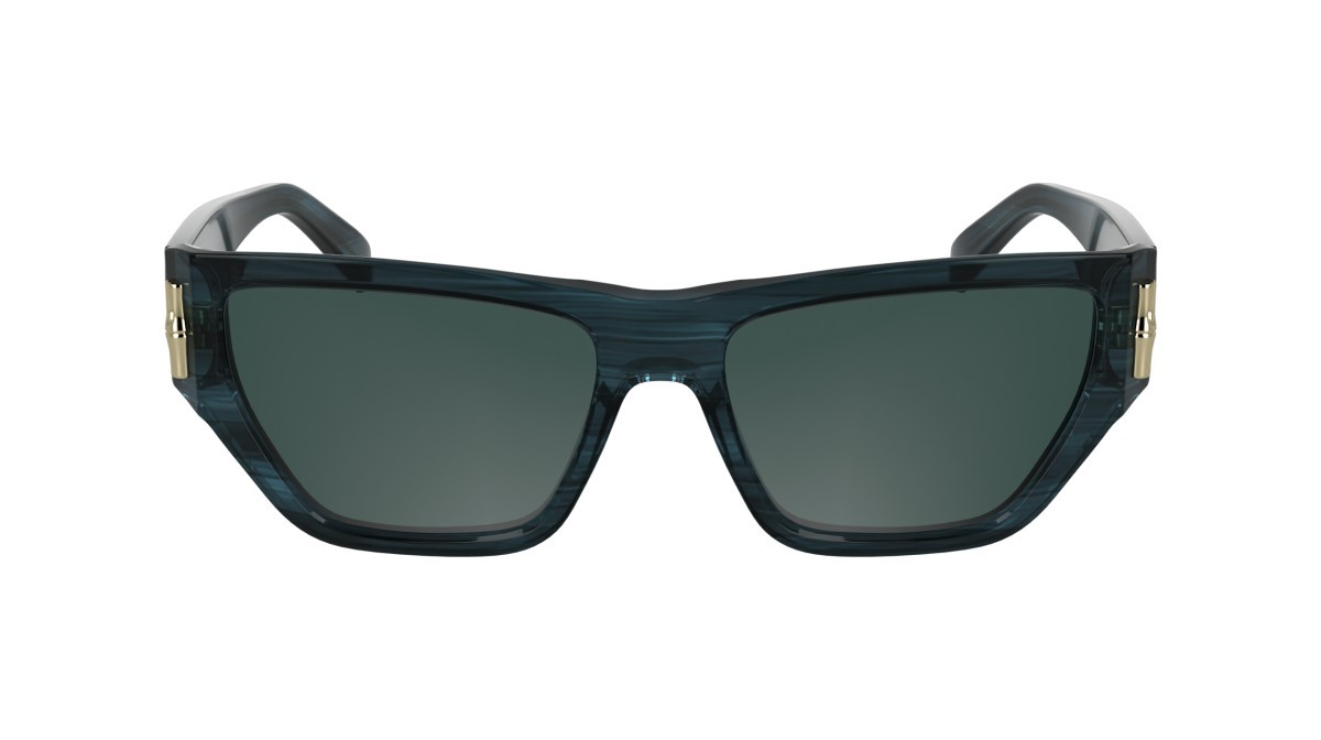 Sonnenbrillen Longchamp LO774S (407) farbe striped blue form rechteckig gläser solid green