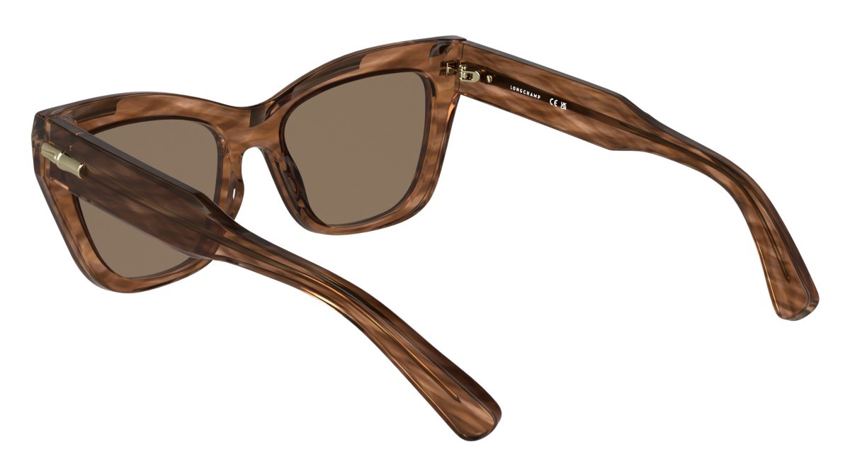 Occhiali da sole Longchamp LO777S (211) colore striped brown forma cat eye lenti solid brown