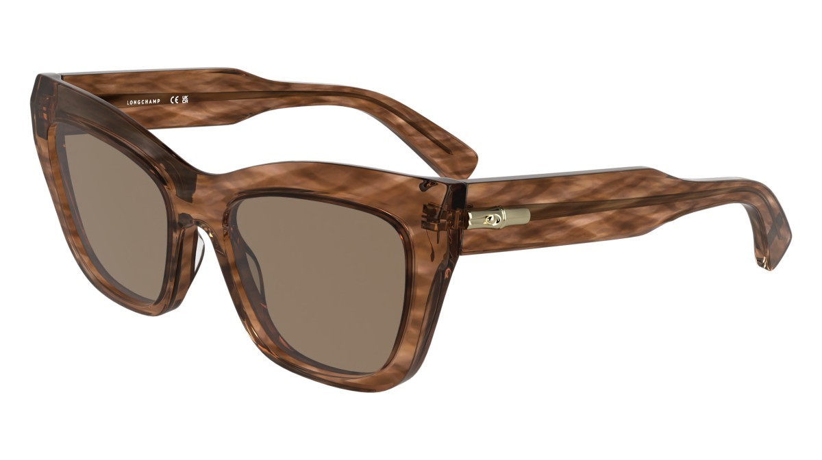 Occhiali da sole Longchamp LO777S (211) colore striped brown forma cat eye lenti solid brown