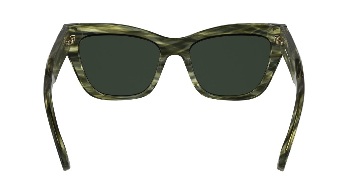 Occhiali da sole Longchamp LO777S (308) colore striped green forma cat eye lenti solid smoke green