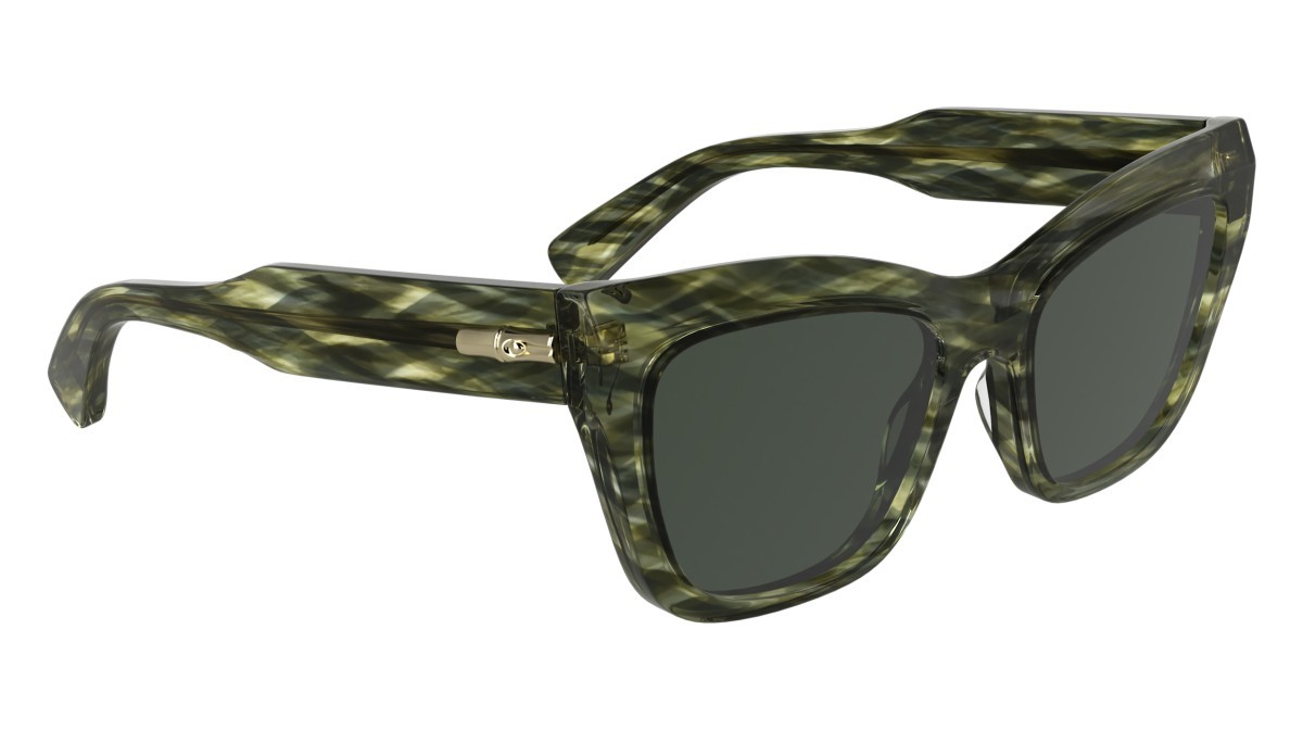 Occhiali da sole Longchamp LO777S (308) colore striped green forma cat eye lenti solid smoke green