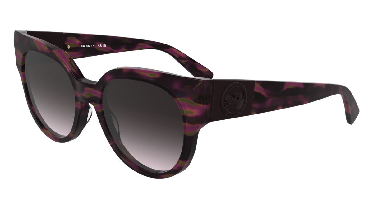 Occhiali da sole Longchamp LO779S (234) colore textured brown/purple/rose forma rotondo lenti gradient violet