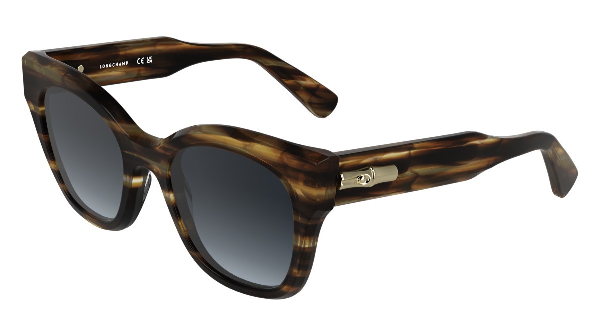 Occhiali da sole Longchamp LO791S (211) colore striped brown forma quadrato lenti gradient blue