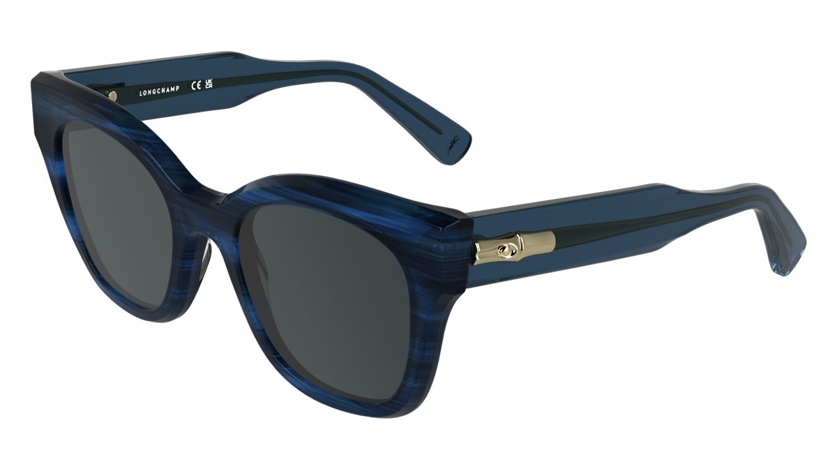 Occhiali da sole Longchamp LO791S (407) colore striped blue forma quadrato lenti solid grey