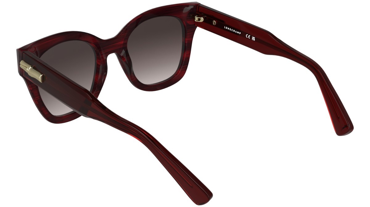 Occhiali da sole Longchamp LO791S (614) colore striped burgundy forma quadrato lenti gradient wine