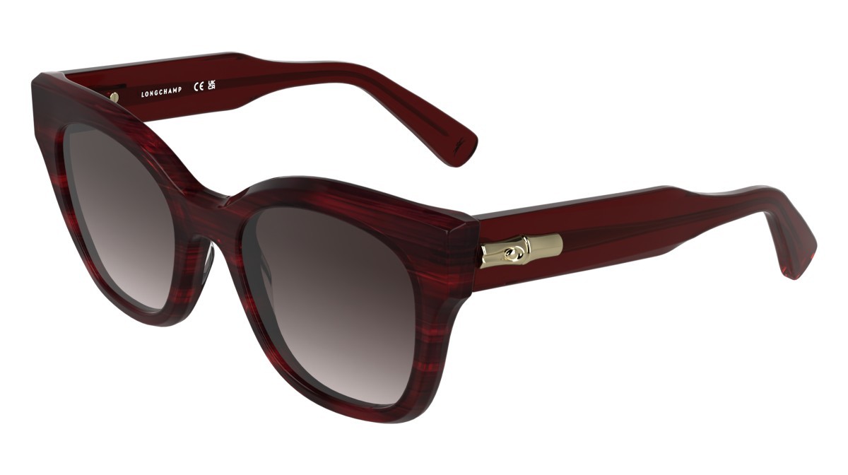 Occhiali da sole Longchamp LO791S (614) colore striped burgundy forma quadrato lenti gradient wine