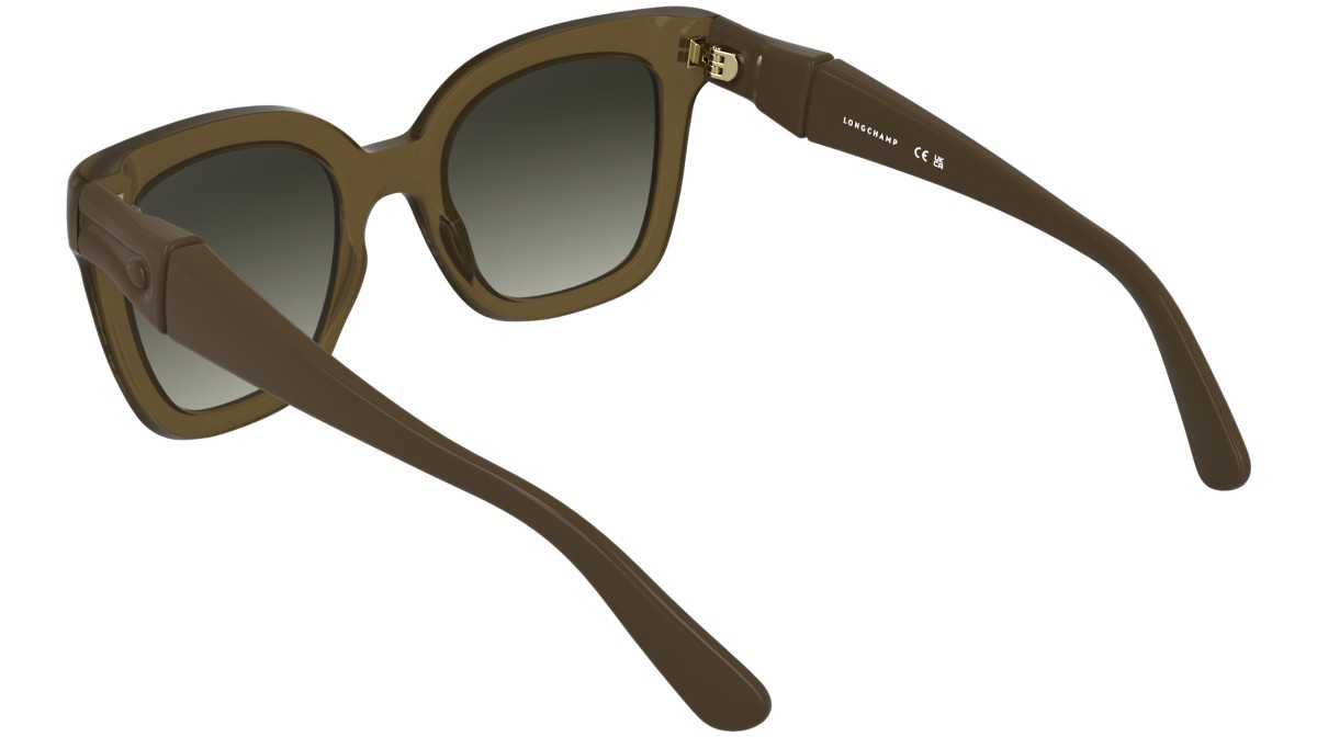 Occhiali da sole Longchamp LO793S (200) colore transparent brown forma rettangolare lenti gradient khaki