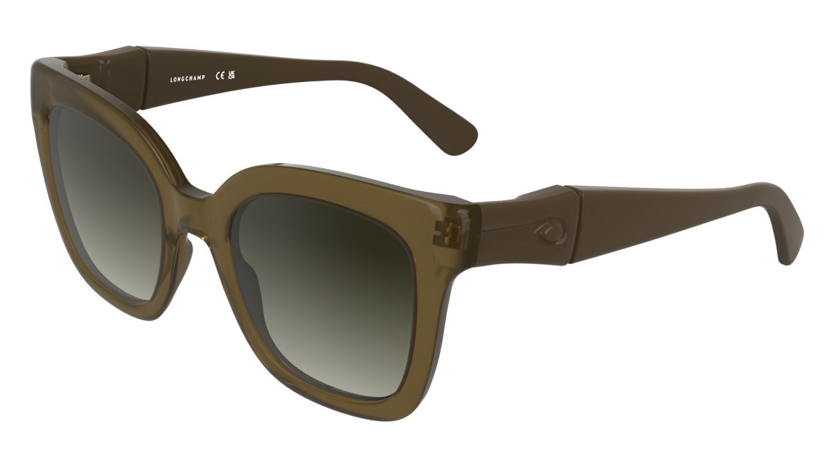Occhiali da sole Longchamp LO793S (200) colore transparent brown forma rettangolare lenti gradient khaki