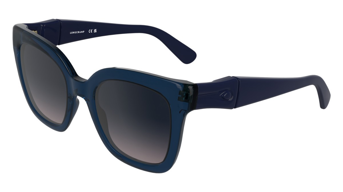 Occhiali da sole Longchamp LO793S (400) colore transparent blue forma rettangolare lenti gradient blue rose