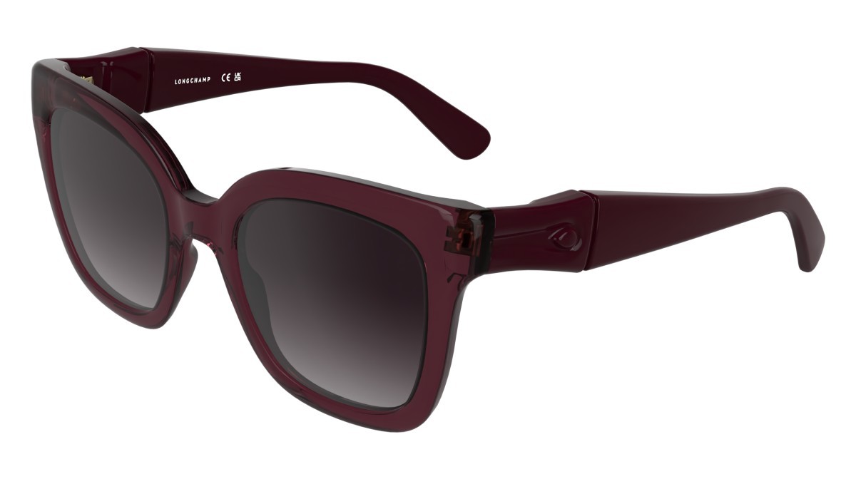 Occhiali da sole Longchamp LO793S (601) colore transparent burgundy forma rettangolare lenti gradient burgundy