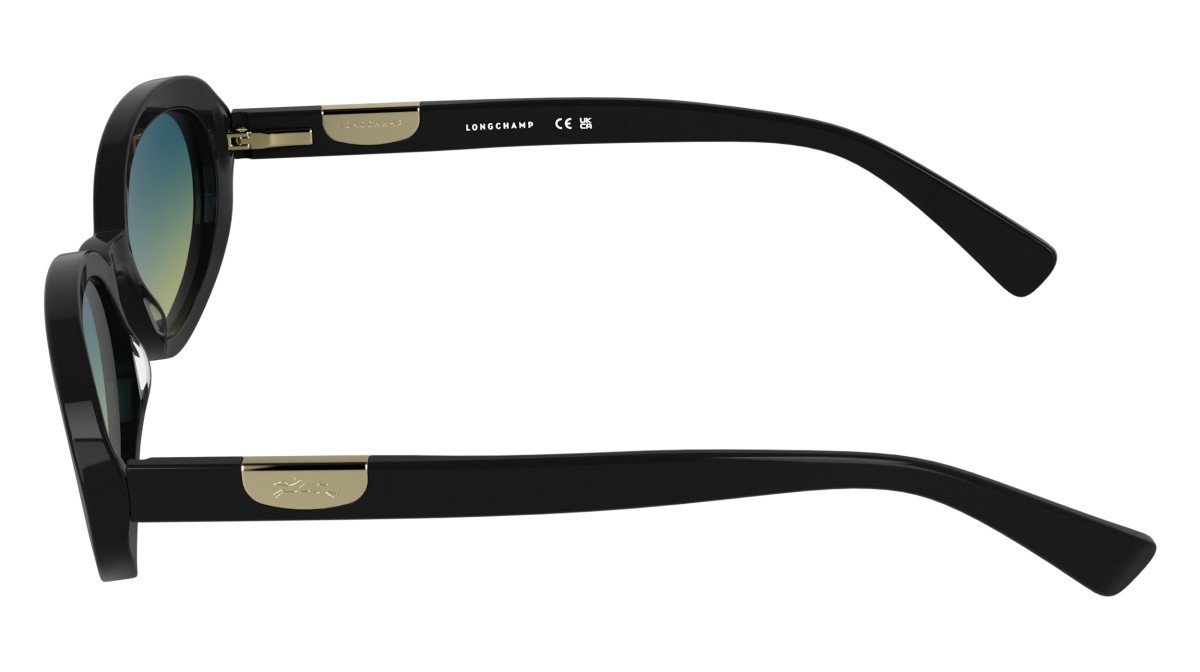 Sunglasses Longchamp LO795S (001) color black shape oval lenses grazient azure yellow