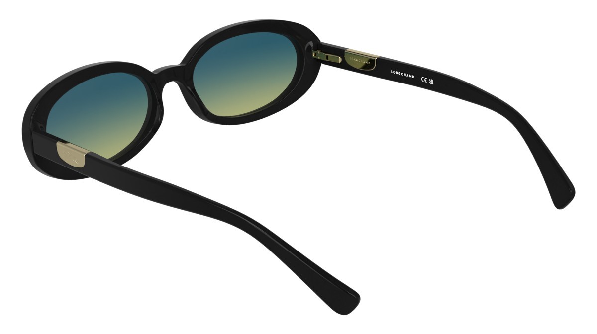 Sunglasses Longchamp LO795S (001) color black shape oval lenses grazient azure yellow