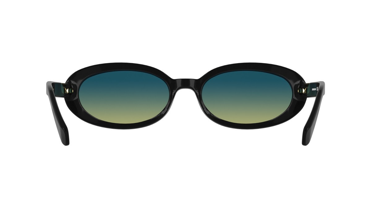 Sunglasses Longchamp LO795S (001) color black shape oval lenses grazient azure yellow