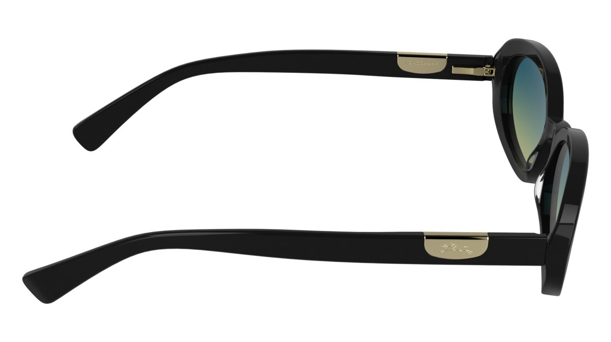 Sunglasses Longchamp LO795S (001) color black shape oval lenses grazient azure yellow