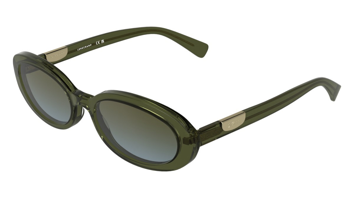 Sunglasses Longchamp LO795S (319) color transparent khaki shape oval lenses double gradient khaki grey