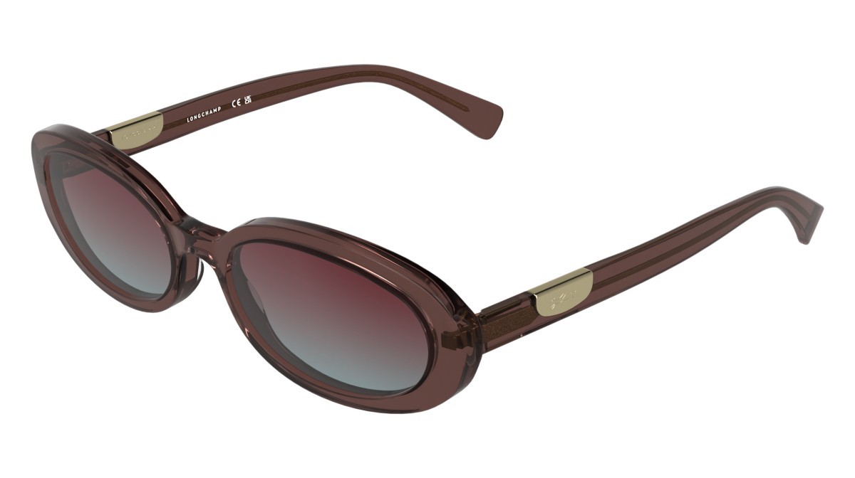 Occhiali da sole Longchamp LO795S (612) colore transparent dark rose forma ovale lenti gradient pink azure