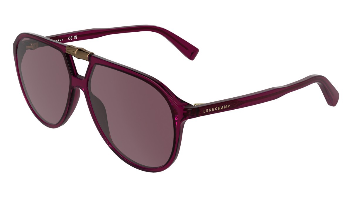 Occhiali da sole Longchamp LO800S (601) colore transparent burgundy forma aviator lenti solid wine