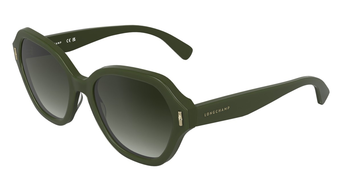 Occhiali da sole Longchamp LO801S (319) colore khaki forma rettangolare lenti gradient khaki