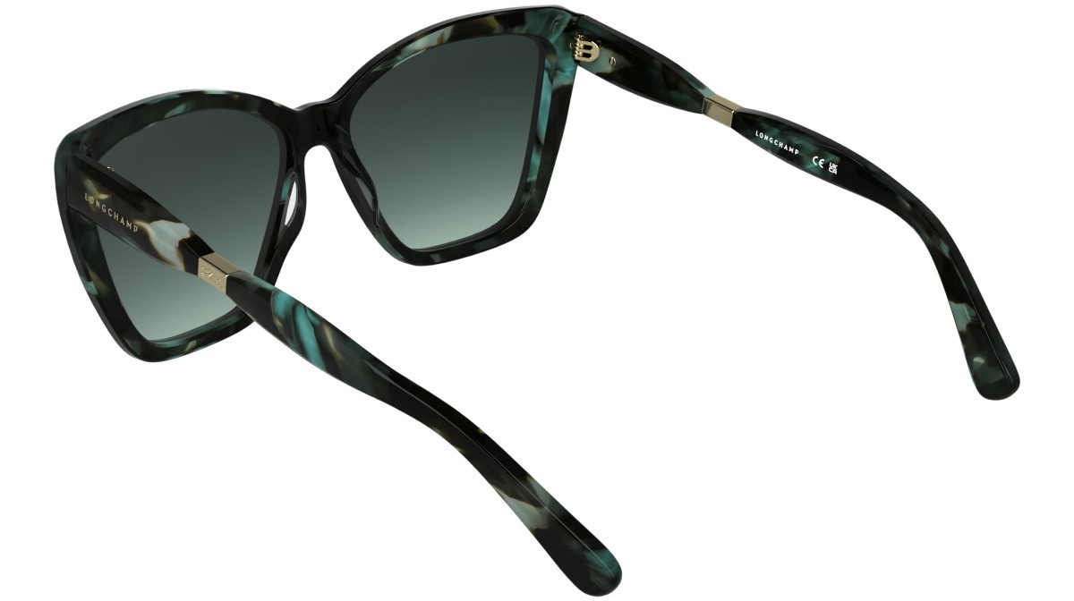 Occhiali da sole Longchamp LO803S (429) colore petrol havana forma farfalla lenti gradient green