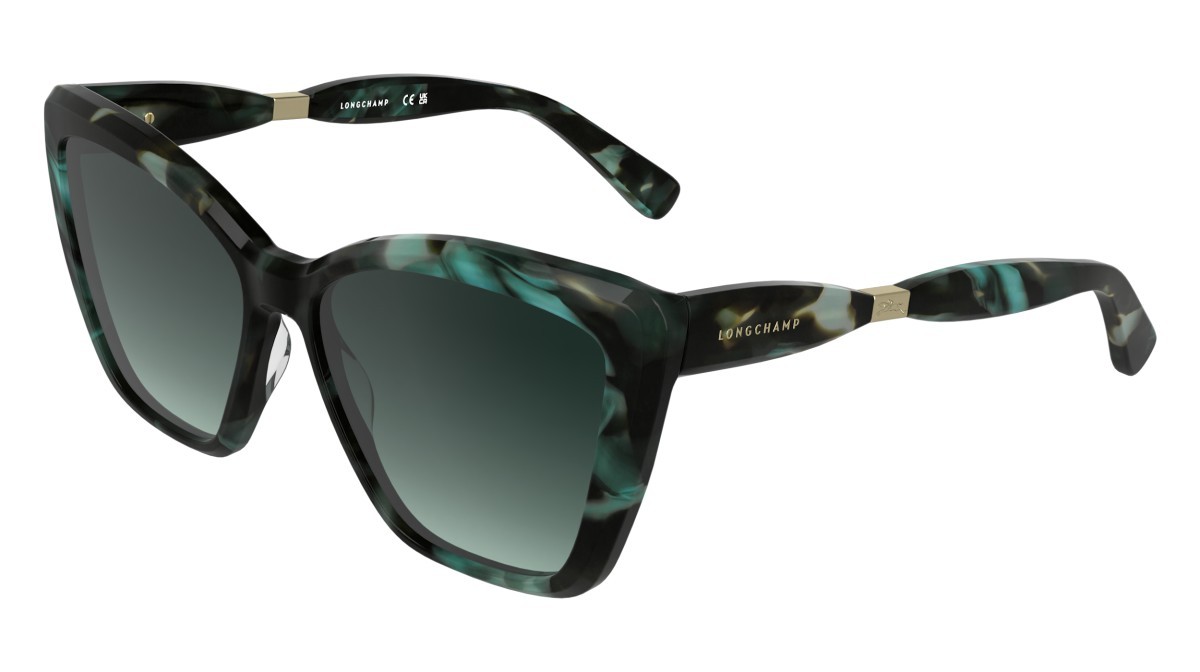 Occhiali da sole Longchamp LO803S (429) colore petrol havana forma farfalla lenti gradient green