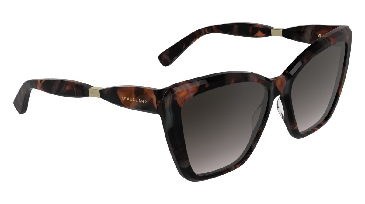 Occhiali da sole Longchamp LO803S (850) colore brick havana forma farfalla lenti mink double gradient