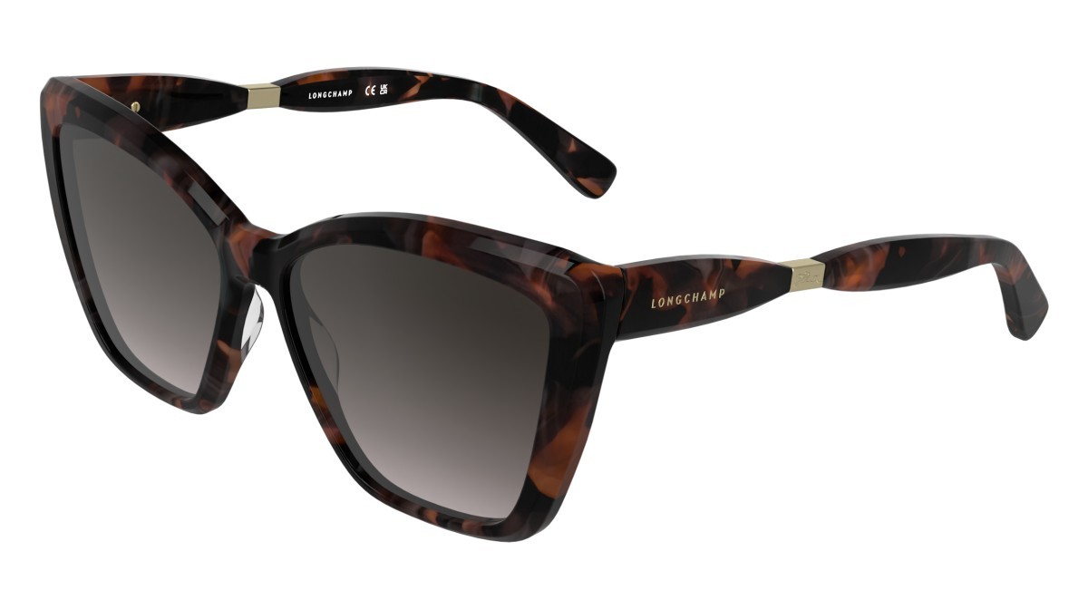 Occhiali da sole Longchamp LO803S (850) colore brick havana forma farfalla lenti mink double gradient