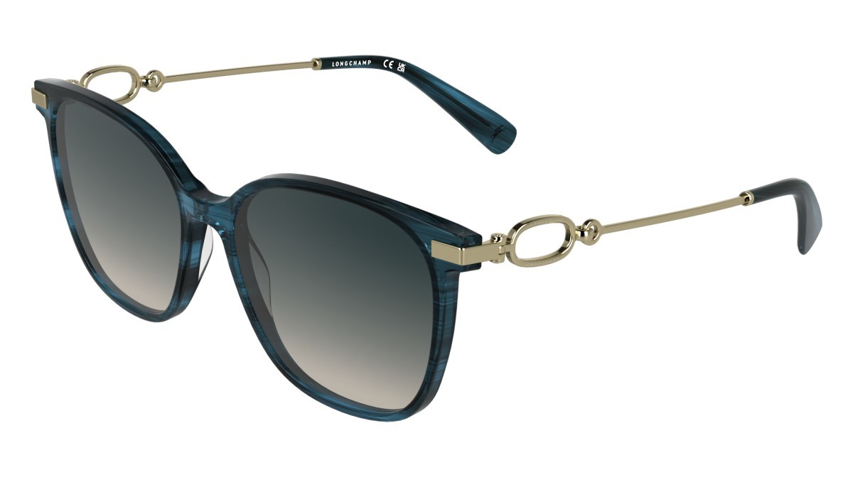 Occhiali da sole Longchamp LO805S (407) colore striped blue forma rettangolare lenti gradient navy/nude