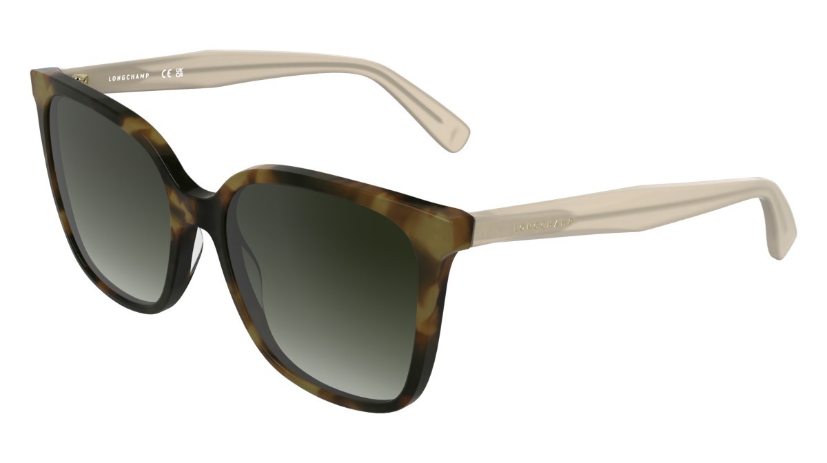 Occhiali da sole Longchamp LO807S (321) colore khaki havana forma rettangolare lenti gradient khaki
