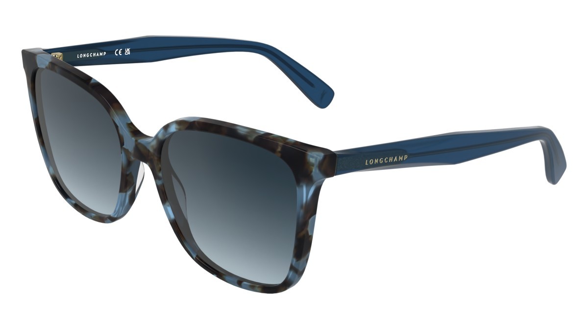 Sunglasses Longchamp LO807S (438) color azure havana shape rectangle lenses gradiet blue