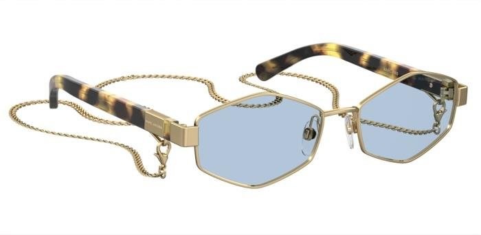 Sunglasses Marc Jacobs 496/S 203465 (013 KU) color gold  shape rectangle lenses azzurro