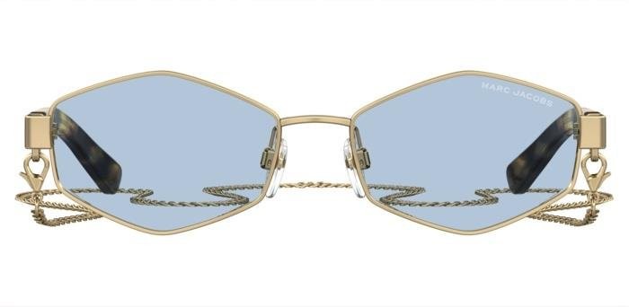 Sunglasses Marc Jacobs 496/S 203465 (013 KU) color gold  shape rectangle lenses azzurro