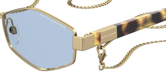 Sunglasses Marc Jacobs 496/S 203465 (013 KU) color gold  shape rectangle lenses azzurro