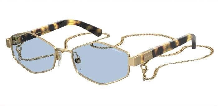 Sunglasses Marc Jacobs 496/S 203465 (013 KU) color gold  shape rectangle lenses azzurro