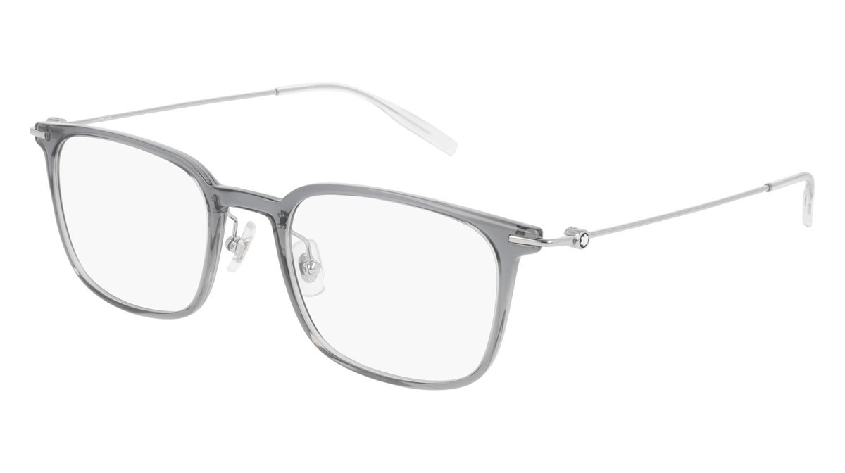 Occhiali da vista Montblanc Established MB0100O-001 colore silver forma rettangolare lenti transparent