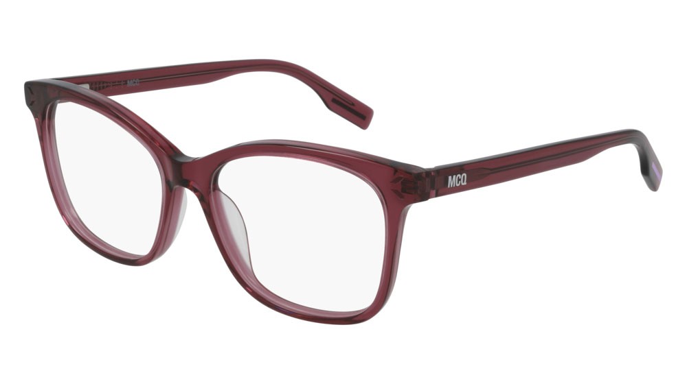 Eyeglasses McQ Collection 0 MQ0304O-008 color burgundy shape rectangle lenses transparent